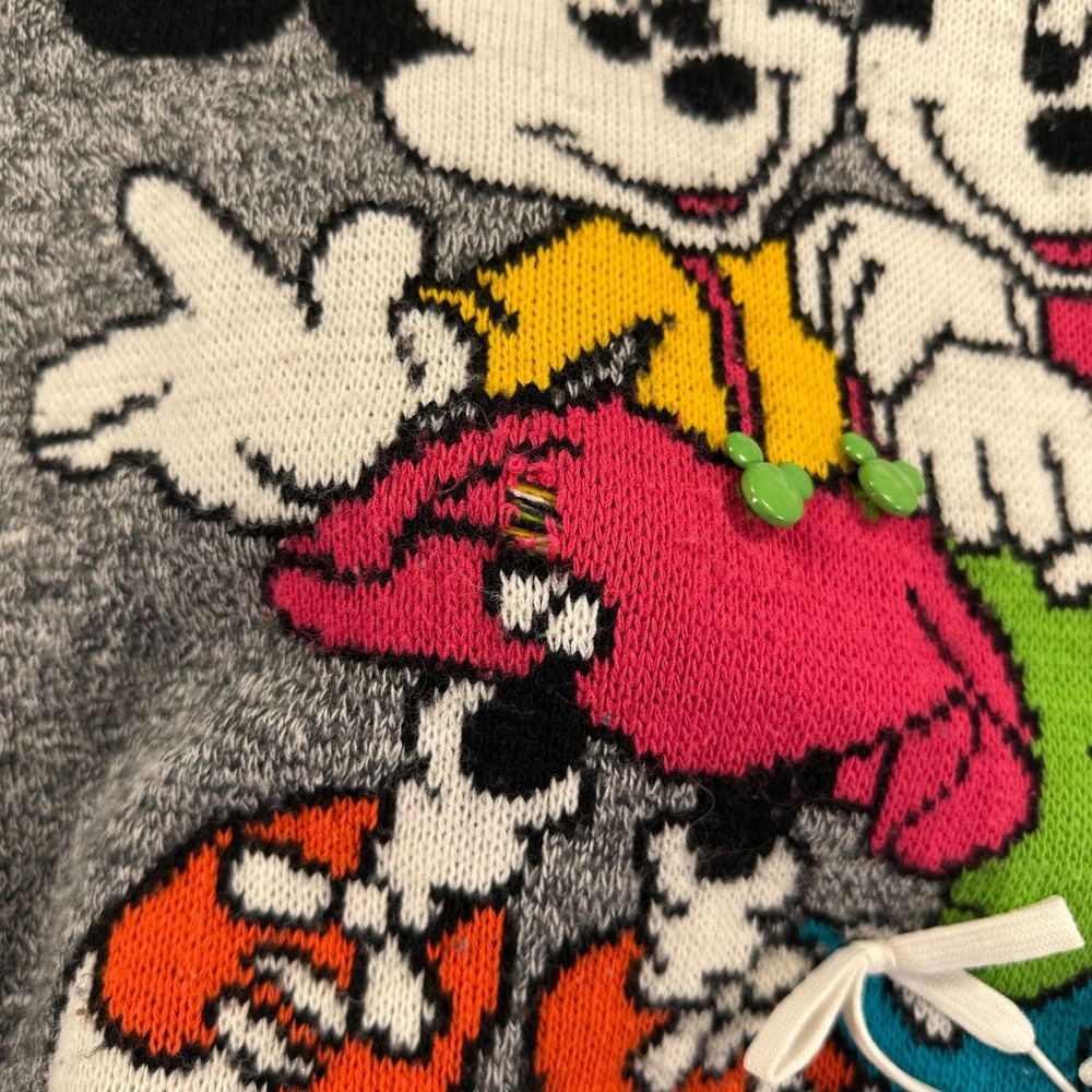 Vintage Mickeys For Kids Stuff Sweater Girls Large Gray Mickey Minnie 90s - Picture 4 of 10
